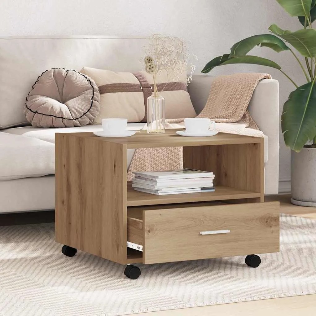 vidaXL Τραπεζάκι σαλονιού with Drawer artisan δρυς 55 x 55 x 45 cm