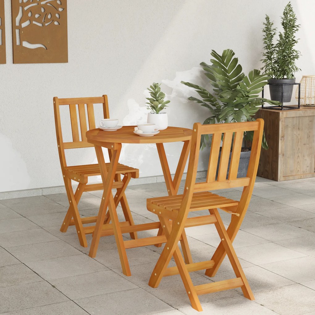 vidaXL 3 τεμ. πτυσσόμενο σετ Bistro από ξύλο ακακίας