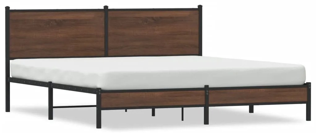 vidaXL Σκελετός Κρεβ. Χωρίς Στρώμα Καφέ Δρυς 160x200 εκ. Μεταλλικό