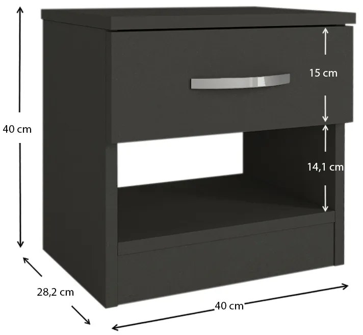 Κομοδίνο μελαμίνης Lube Megapap χρώμα ανθρακί 40x28,2x40εκ. - GP042-0226,3 - GP042-0226,3