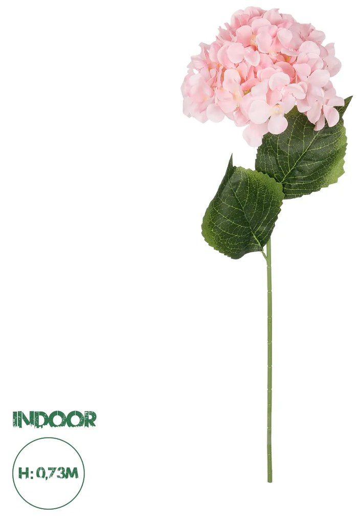 GloboStar® Artificial Garden PINK HYDRANGEA BRANCH 21143 Τεχνητό Διακοσμητικό Κλαδί ΡοζΟρτανσίας Y73cm