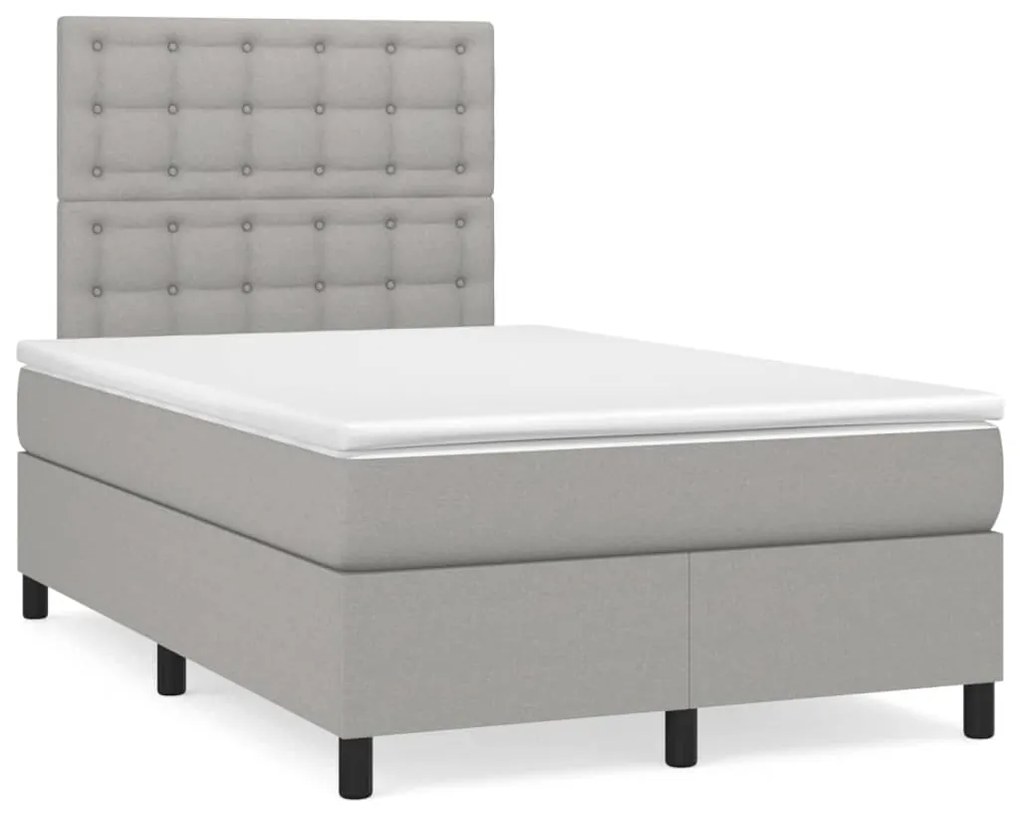 vidaXL Κρεβάτι Boxspring με Στρώμα Ανοιχτό Γκρι 120x200 εκ. Υφασμάτινο