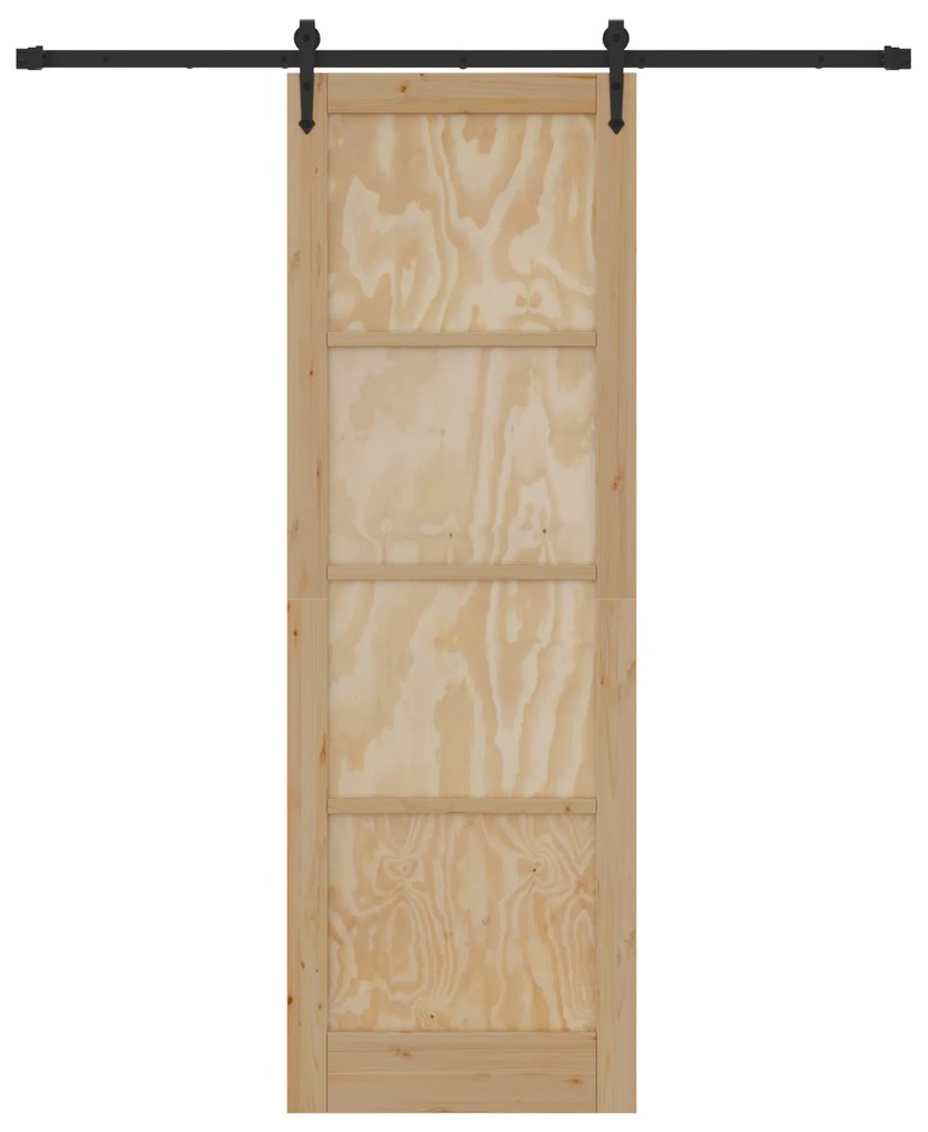 vidaXL Συρόμενη Πόρτα με Σετ Εξαρτημάτων 78x232 cm Μασίφ Ξύλο Πεύκου
