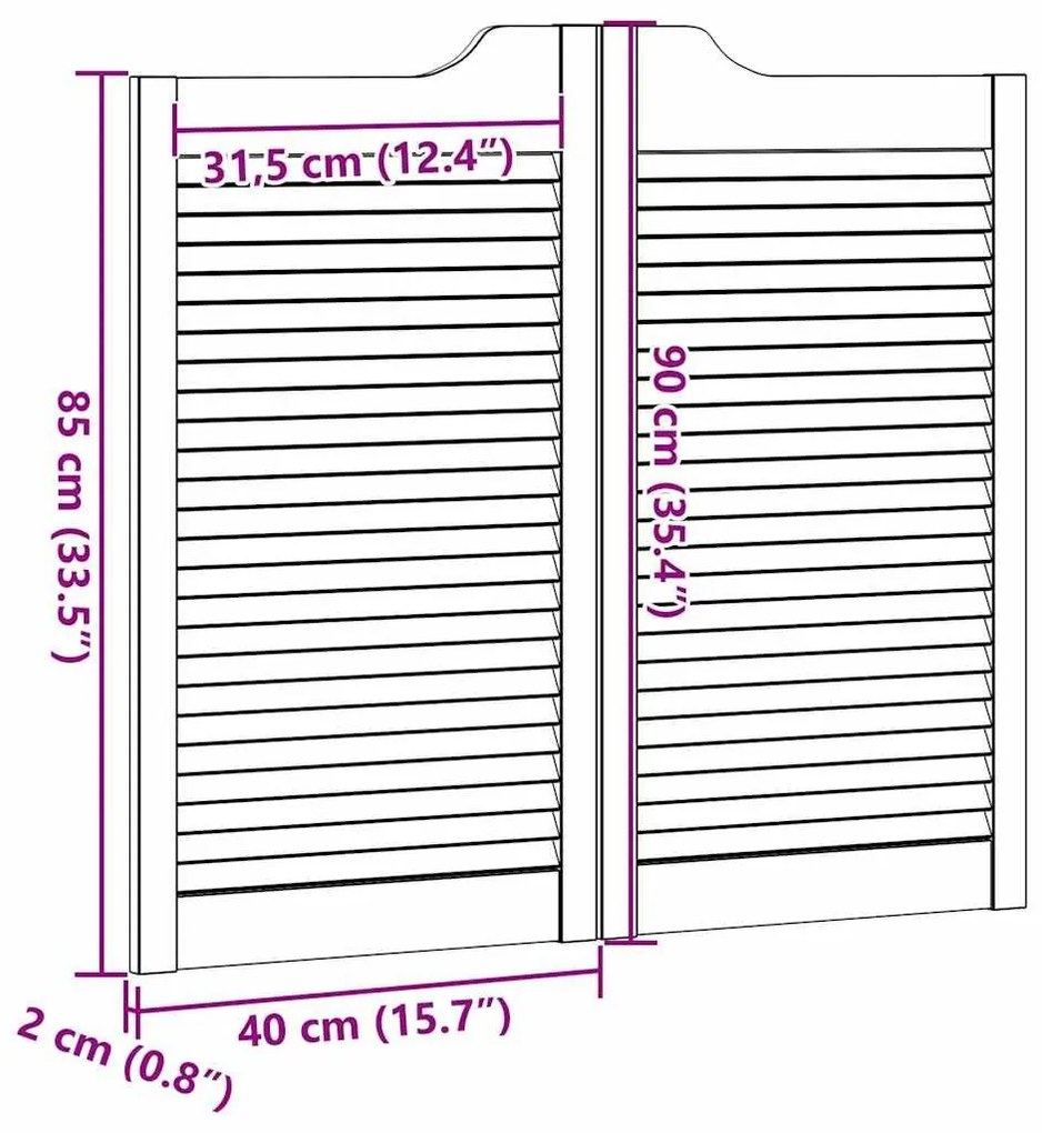 Ανοιγόμενες πόρτες περσίδες 2 ζευγών 90x80 cm μασίφ ξύλο πεύκο - Καφέ