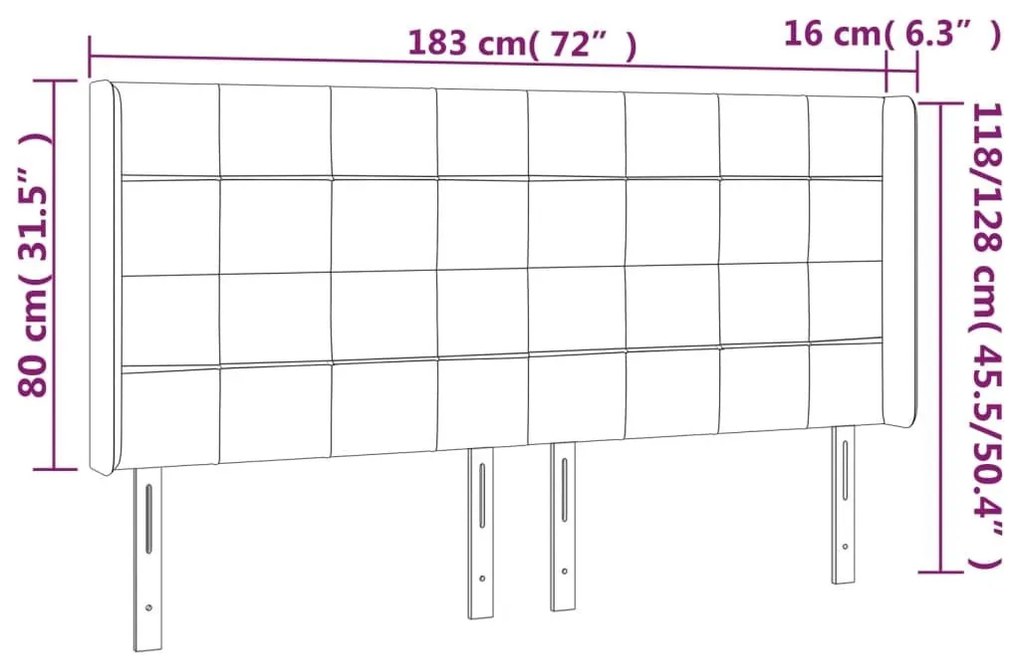 Κεφαλάρι με Πτερύγια Μαύρο 183x16x118/128 εκ. Βελούδινο - Μαύρο