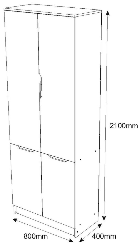 Δίφυλλη Ντουλάπα DIVONI 80x40x210cm