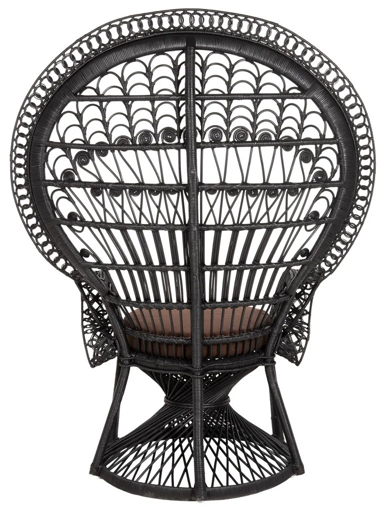 ΠΟΛΥΘΡΟΝΑ ROYAL PEACOCK  RATTAN ΜΑΥΡΟ-ΜΑΞΙΛΑΡΙ ΚΑΦΕ 114x72x150Yεκ.