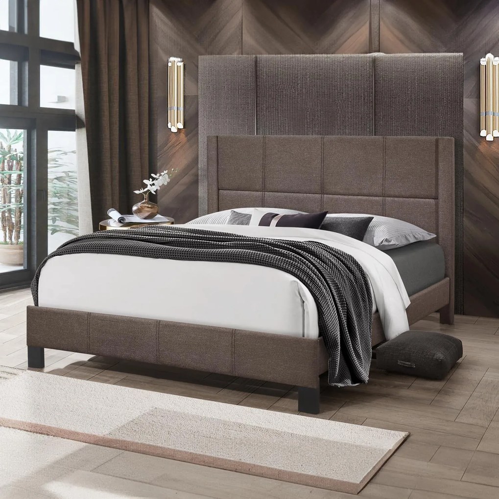 Επενδυμένο Κρεβάτι TRILLOP Διπλό Καφέ 160X200 εκ. 167x210x110 εκ.