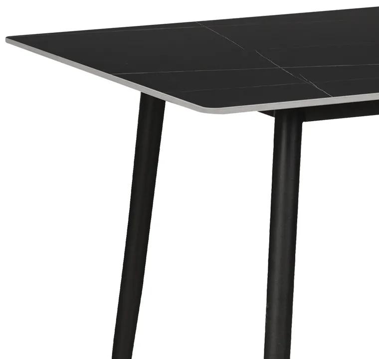 Τραπέζι Gustas pakoworld μαύρο μαρμάρου sintered stone -πόδι μαύρο μέταλλο 120x60x75εκ