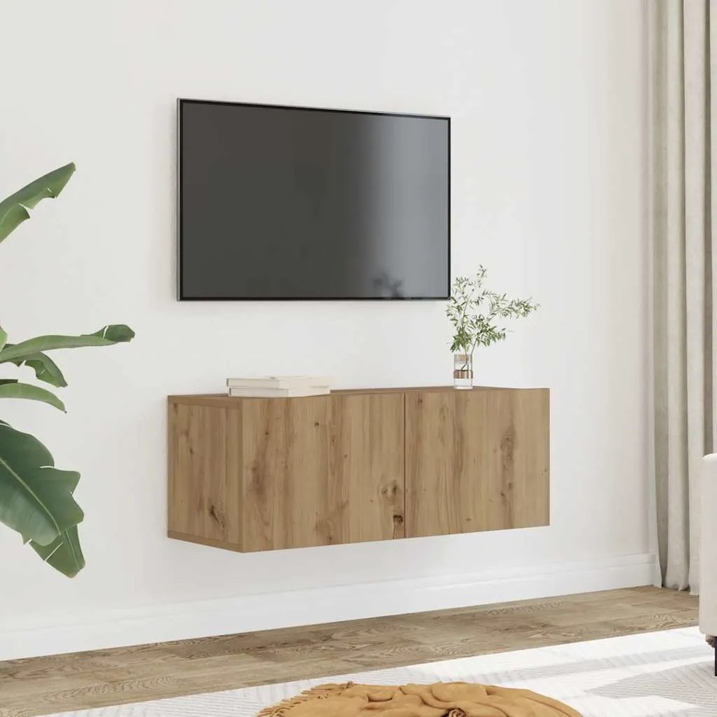 vidaXL 2 τεμαχίων σετ επίτοιχου ντουλαπιού τηλεόρασης Αρτιζιακή δρυς