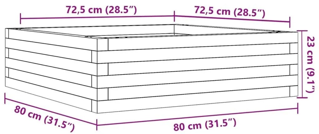 Ζαρντινιέρα Κήπου Λευκή 80x80x23 εκ. από Μασίφ Ξύλο Πεύκου - Λευκό