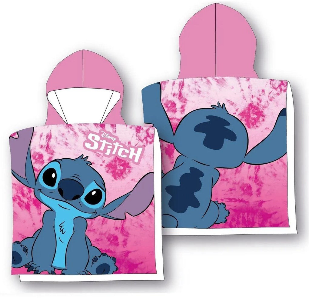 Πόντσο Παιδικό Microfiber 50x100εκ. Lilo &amp; Stitch 22 Pink Disney DimCol