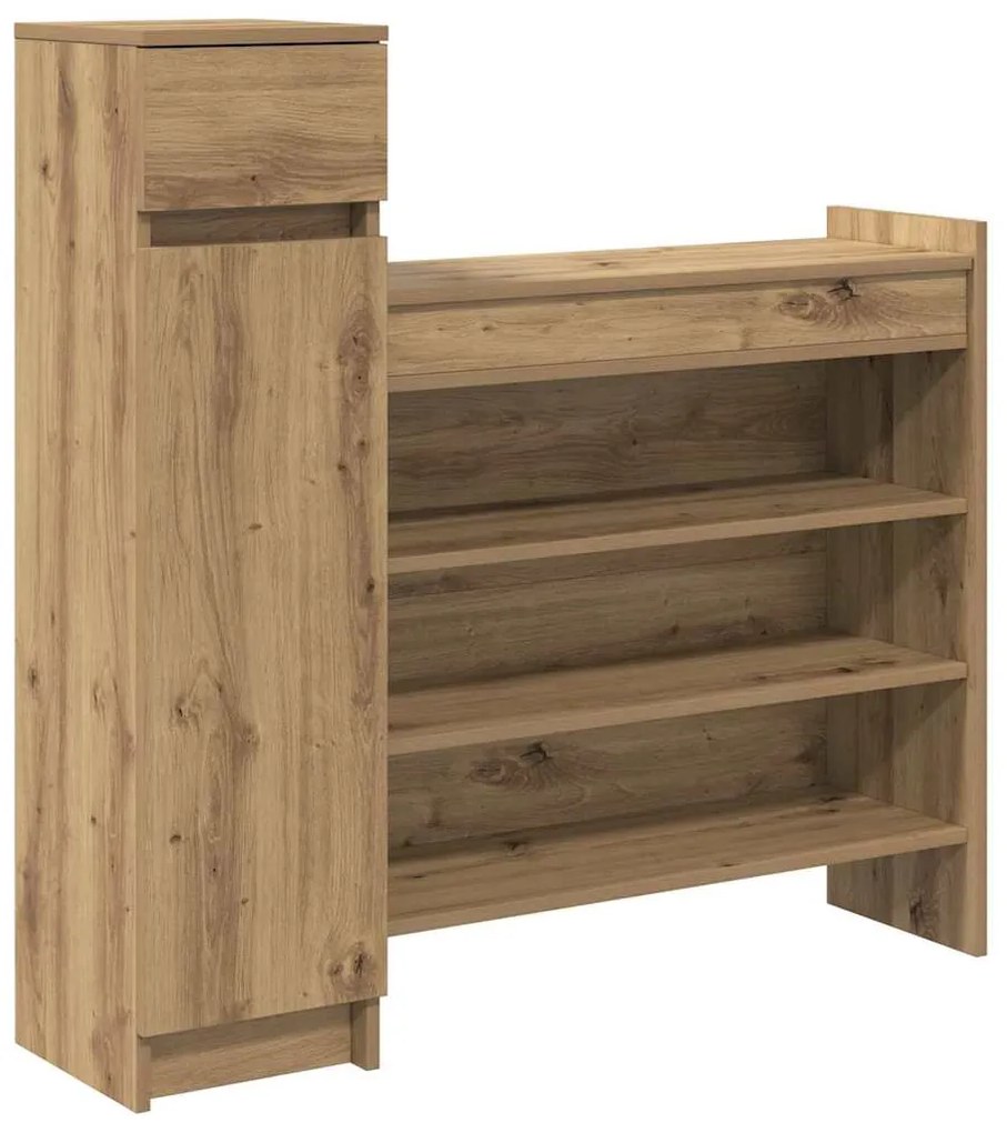 vidaXL Παπουτσοθήκη με συρτάρι artisan δρυς 100.5 x 28 x 100 εκ