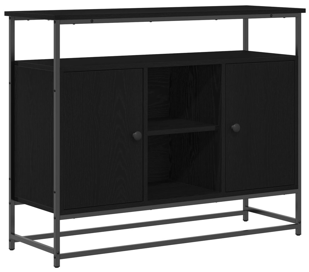 vidaXL Μπουφές Μαύρο Δρυς 100x35x80 εκ. Επεξεργασμένο Ξύλο και Ατσάλι