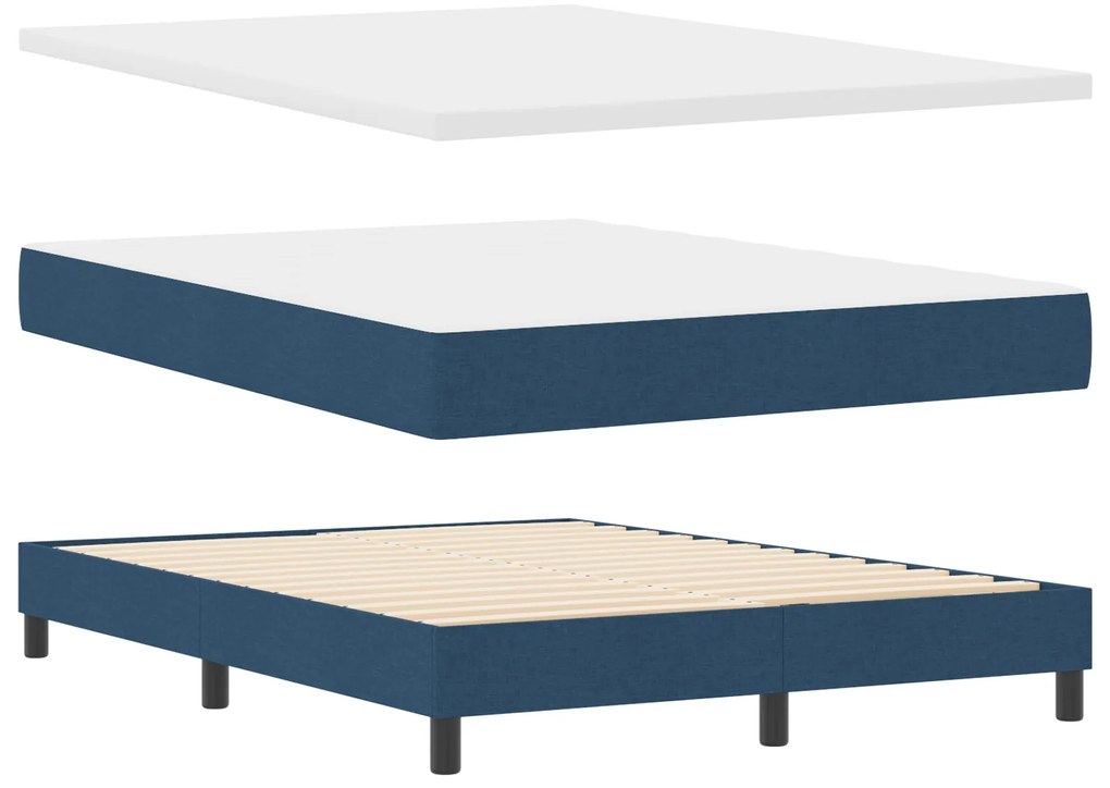 vidaXL Box Spring Κρεβάτι με Στρώμα Μπλε 140x190 εκ. Ύφασμα