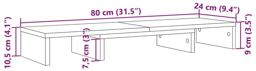 Βάση Οθόνης Ρυθμιζ. Όψη Παλαιού Ξύλου 80x24x10,5εκ Επεξεργ Ξύλο - Καφέ