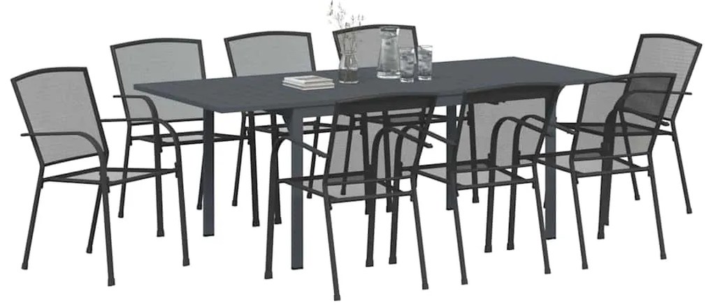 vidaXL Σέτ φαγητού για κήπο 9 pcs Ατσάλι