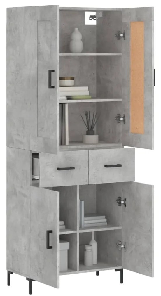 vidaXL Ντουλάπι Γκρι Σκυροδέματος 69,5x34x180 εκ. Επεξεργασμένο Ξύλο