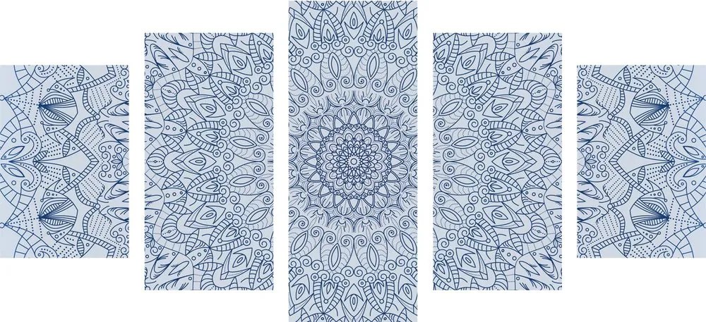 Διακοσμητική μάνταλα 5 τμημάτων λεπτομερής εικόνας σε μπλε χρώμα - 100x50