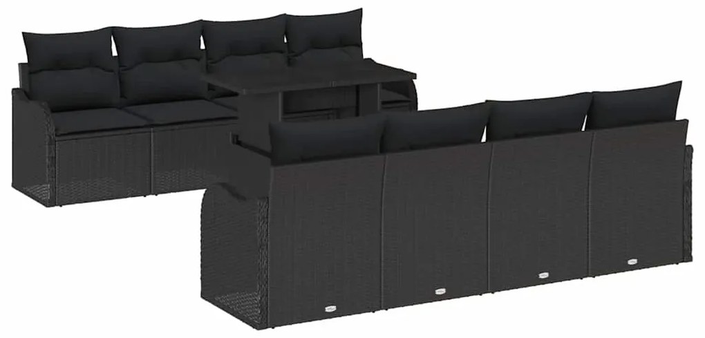 vidaXL Σετ Καναπέ Κήπου με μαξιλάρι 7 pcs Μαύρο Πολυ ράταν