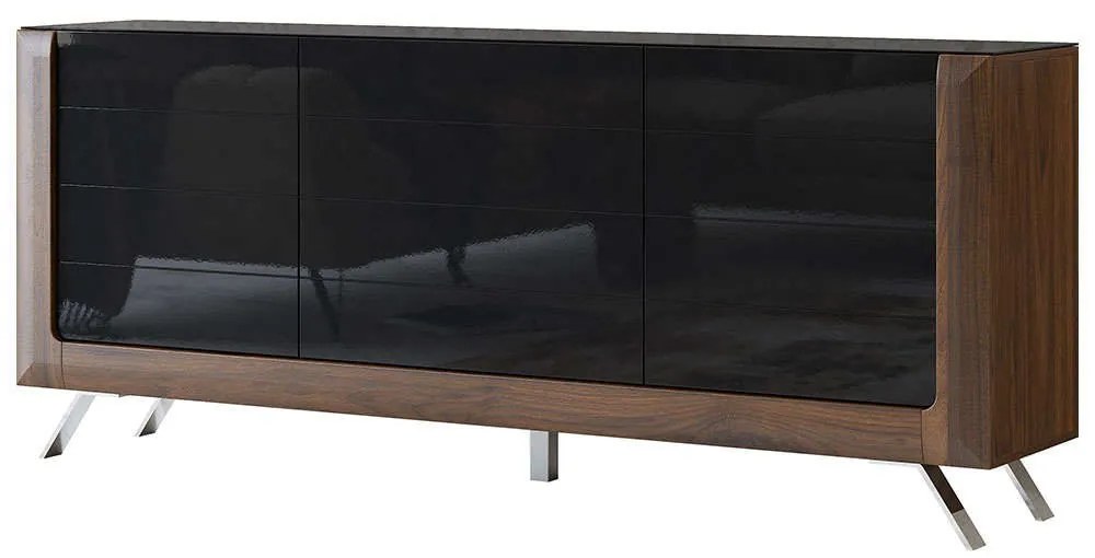 Μπουφές Geisha I 162676639 199x44x81cm Brown-Black Mdf,Μέταλλο