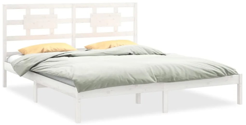 vidaXL Πλαίσιο Κρεβατιού Λευκό 180 x 200 εκ. Μασίφ Ξύλο Super King