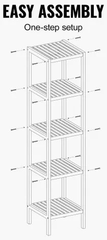 VEVOR Corner Standing Bookshelf 5-Tier Bamboo Ladder Narrow Shelf Plant Stand
