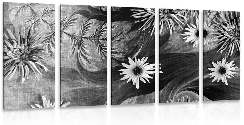 5 μέρη εικόνα λουλούδια σε ασπρόμαυρο φόντο - 100x50