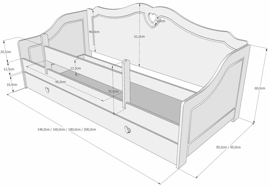 Καναπές Κρεβάτι Zuzia  με Προστατευτικό White  90x200cm  BC60020 BabyCute