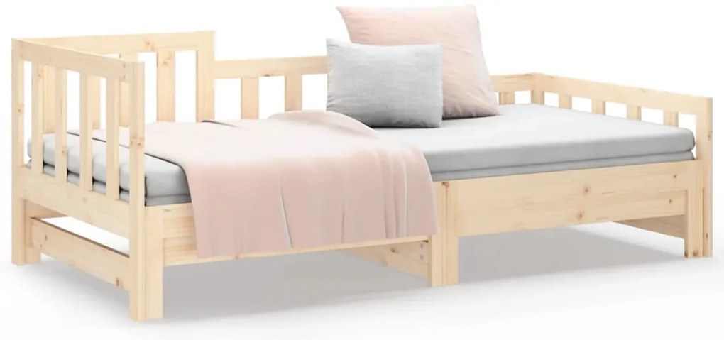 vidaXL Καναπές Κρεβάτι Συρόμενος 2x(90x200) εκ. από Μασίφ Ξύλο Πεύκου