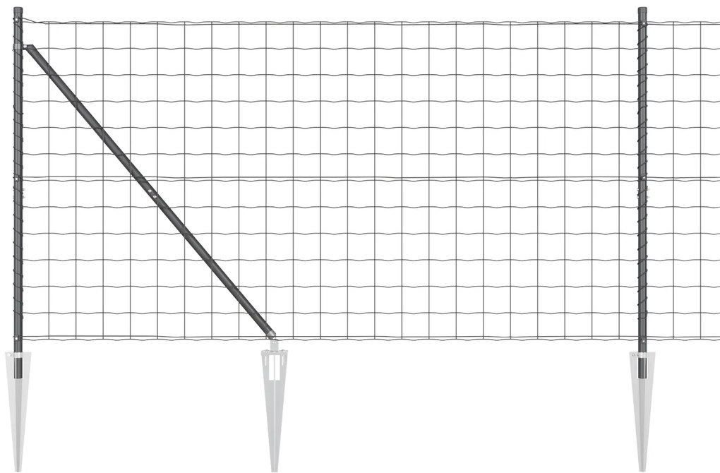 vidaXL Euro Fence με 7 Στερεά Πόδια 1.4x10 μ Γαλβανισμένος Χάλυβας Γκρι
