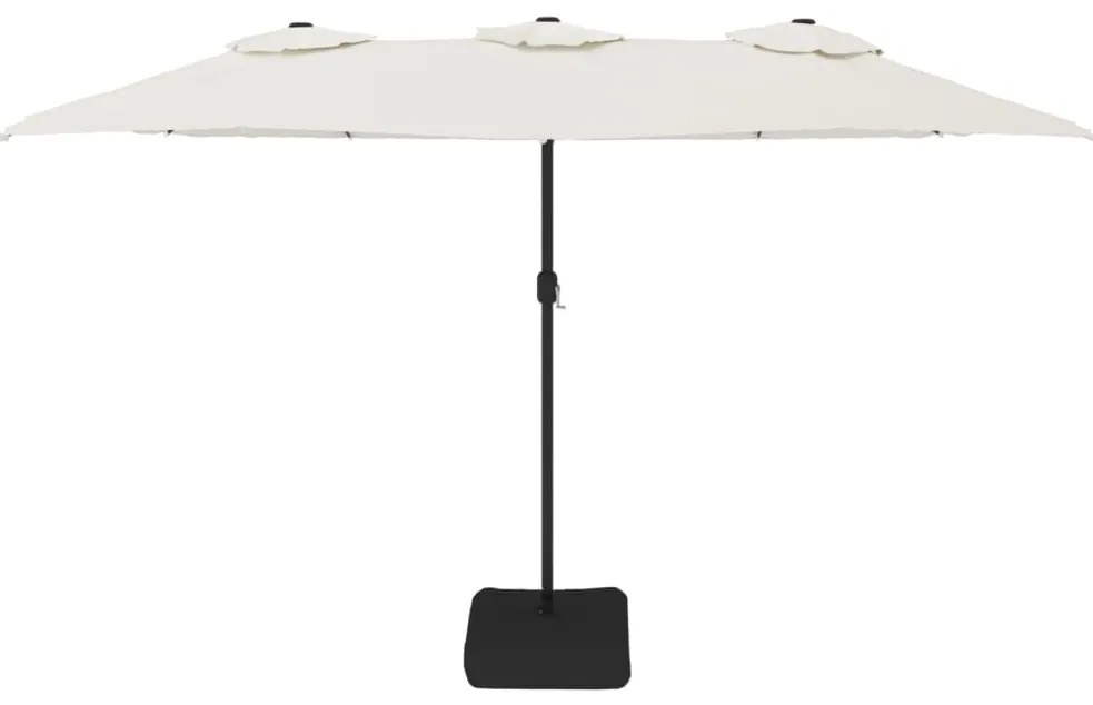 vidaXL Ομπρέλα με Διπλή Κορυφή Χρώμα Λευκό Άμμου 449 x 265 εκ.