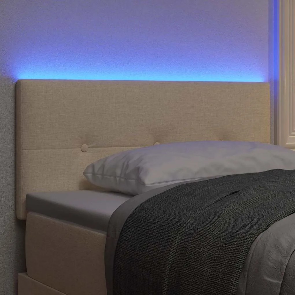 vidaXL LED Κεφαλάρι με φώτα λωρίδας LED με κεφαλάρι Κρεμ 100 cm ύφασμα
