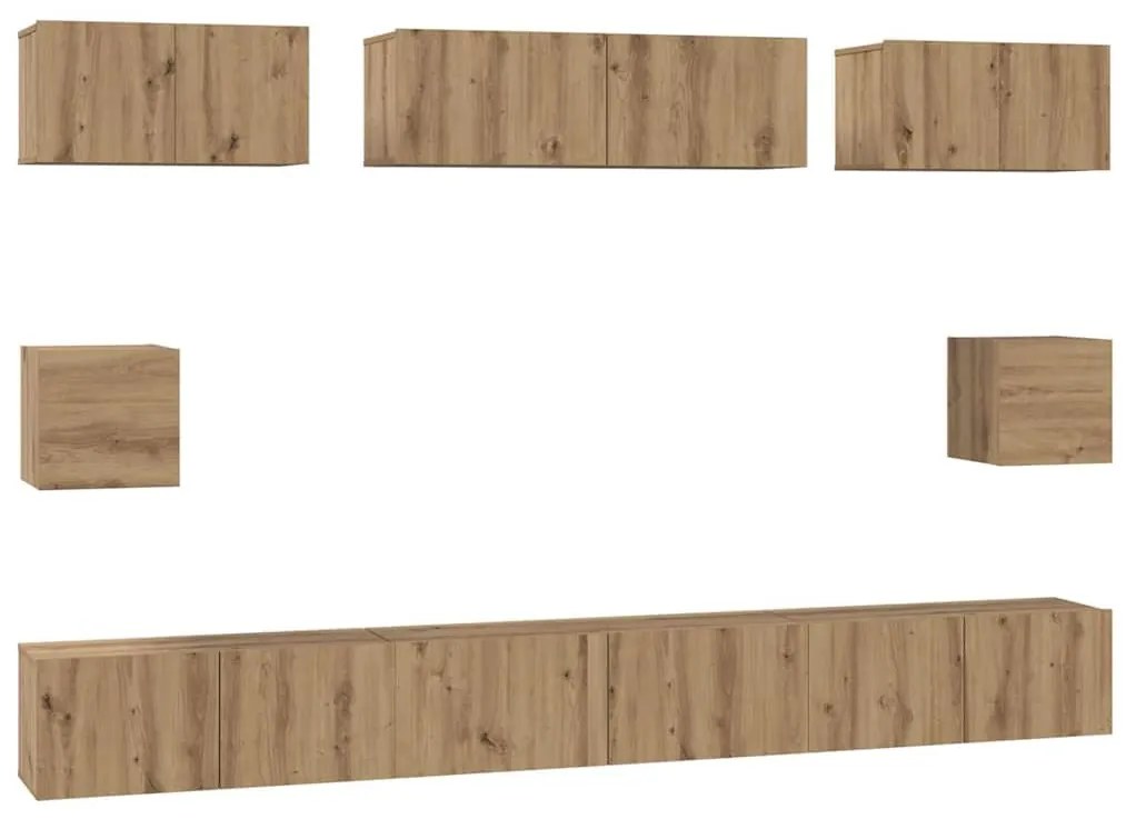 vidaXL Σετ επίπλου τηλεόρασης Επιτοίχιο 8 pcs artisan δρυς