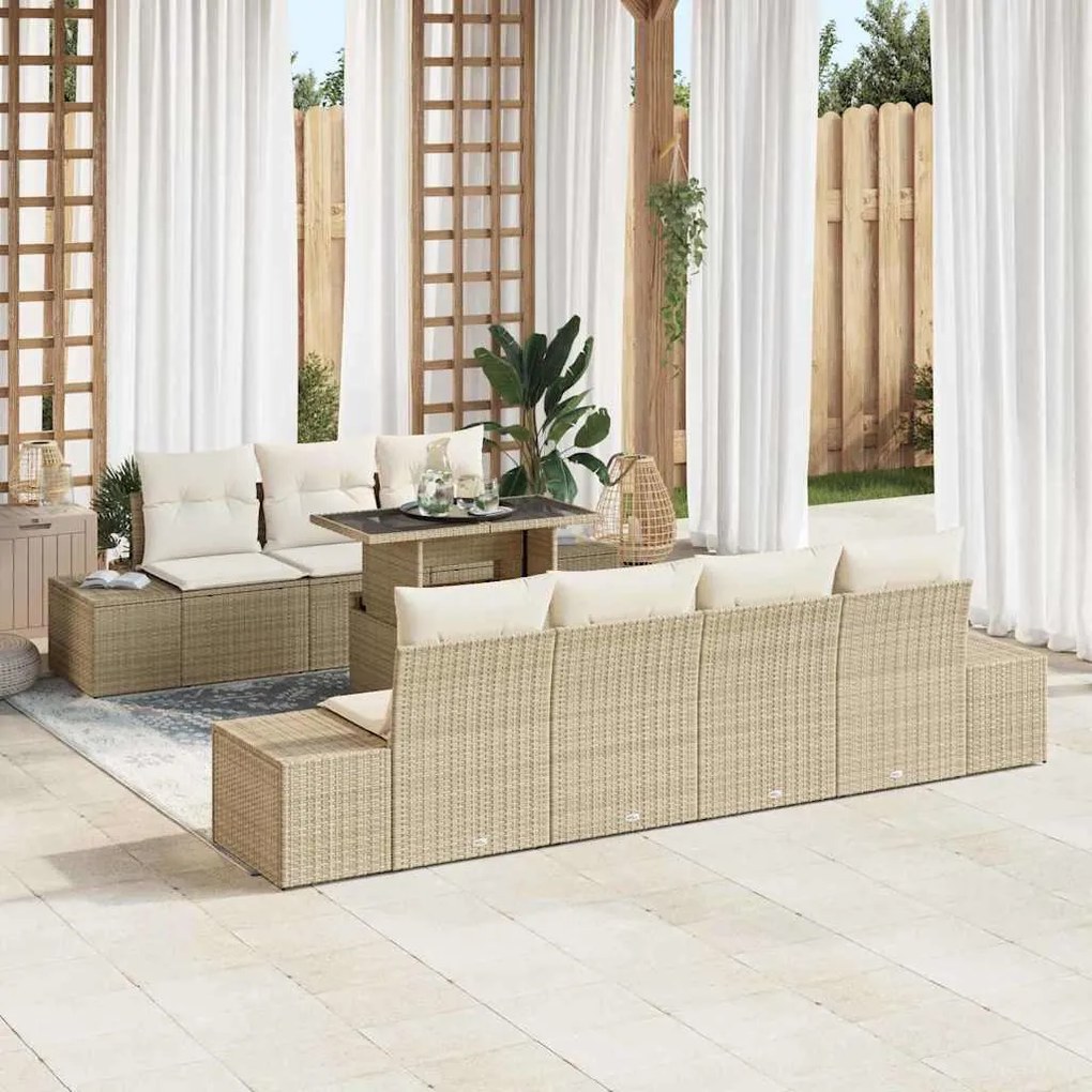 vidaXL Σετ Καναπέ Κήπου 8 pcs μπεζ και κρεμ 100 x 55 x 73 εκ.