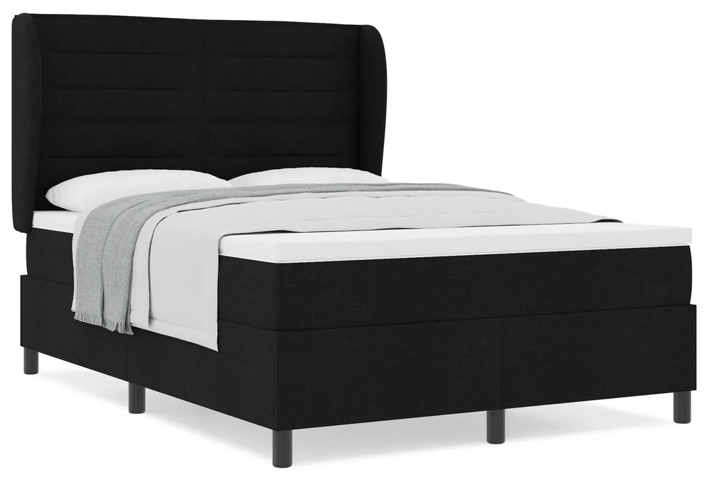 vidaXL Κρεβάτι Box Spring με Στρώμα Μαύρο 160x200 εκ. Υφασμα