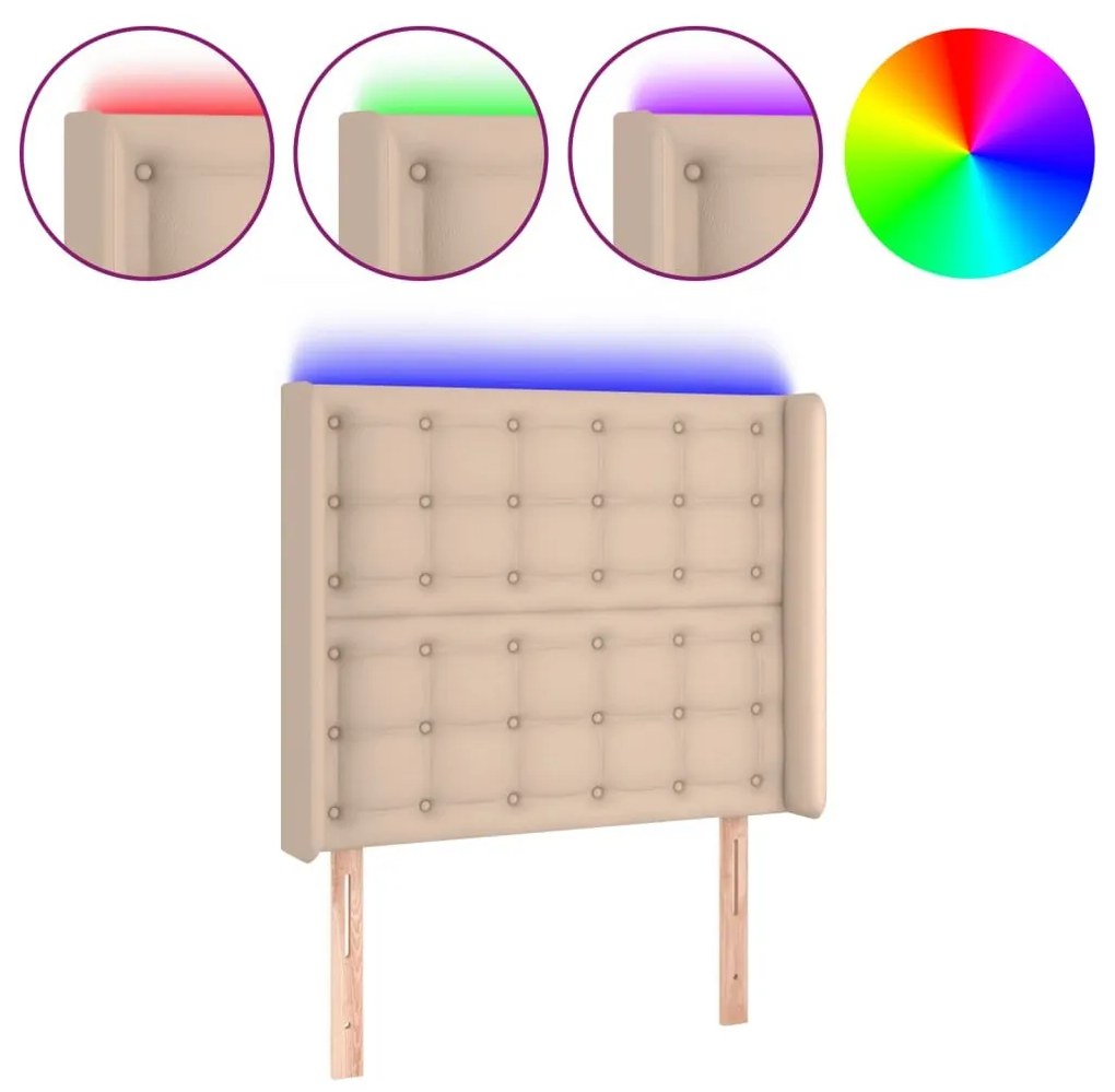 Κεφαλάρι Κρεβατιού LED Καπουτσίνο 83x16x118/128 εκ - Καφέ