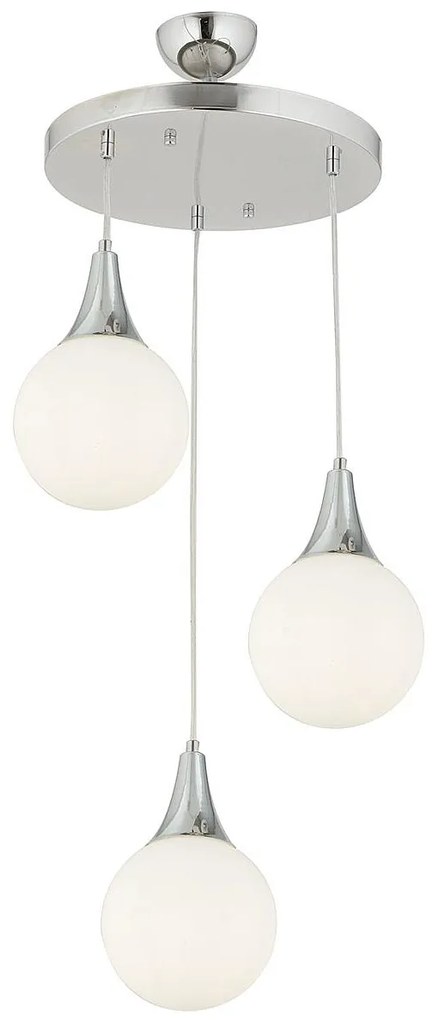 Φωτιστικό Κρεμαστό ArteLibre DAM Τρίφωτο Ασημί/Λευκό Μέταλλο/Γυαλί 35x70cm