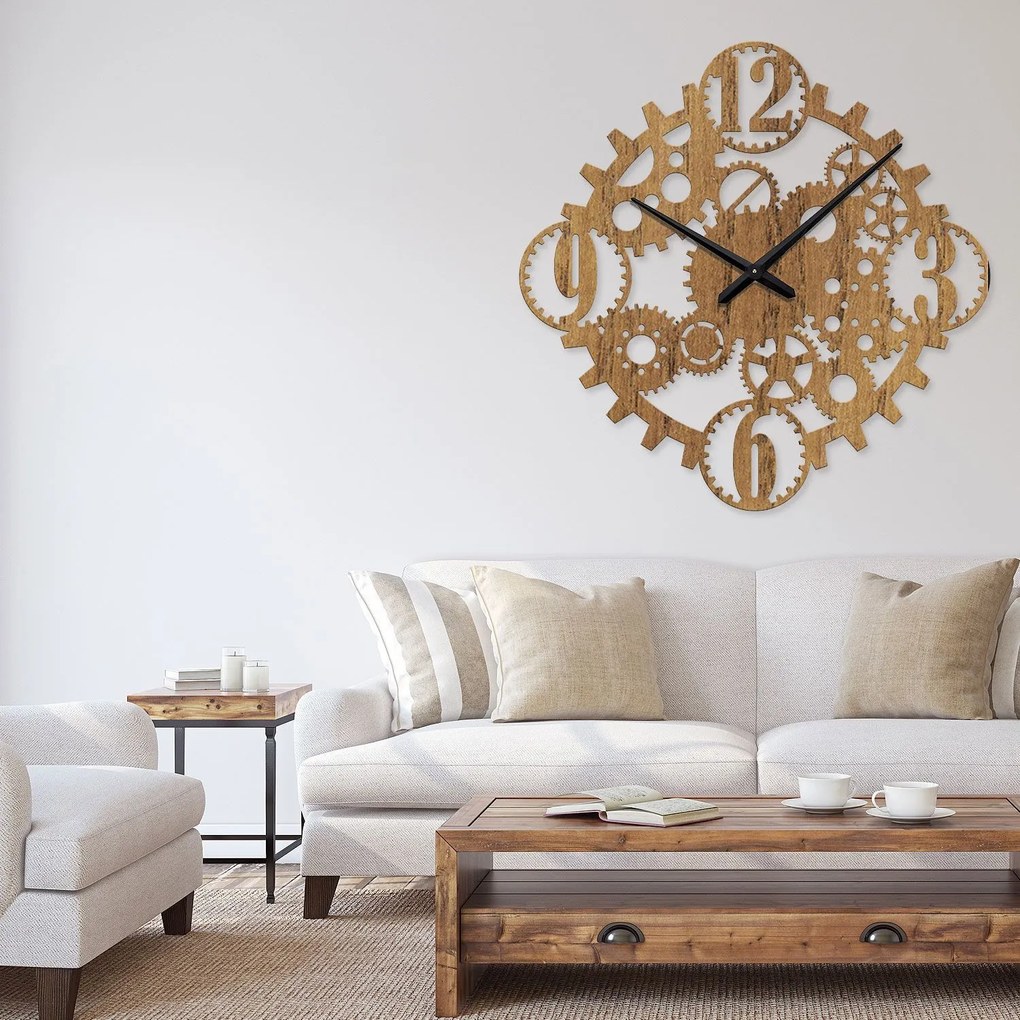 Ρολόι τοίχου  εσωτερικού χώρου ξύλινο clock2 - Clock2-Καστανιά, 1mx1m