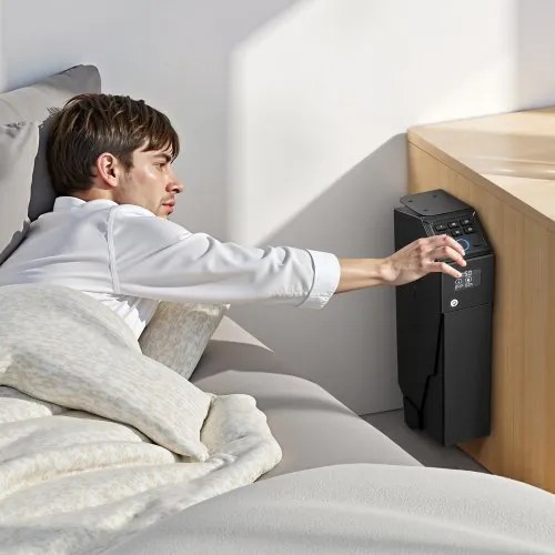 VEVOR Gun Safe, Slider Handgun Gun Safe with Screen, Fingerprint/Password/Key, 3-Way Quick Access Firearm Case Box with LED for 1 Pistol & Magazine, Mounted Gun Box for Nightstand Bedside Desk Car