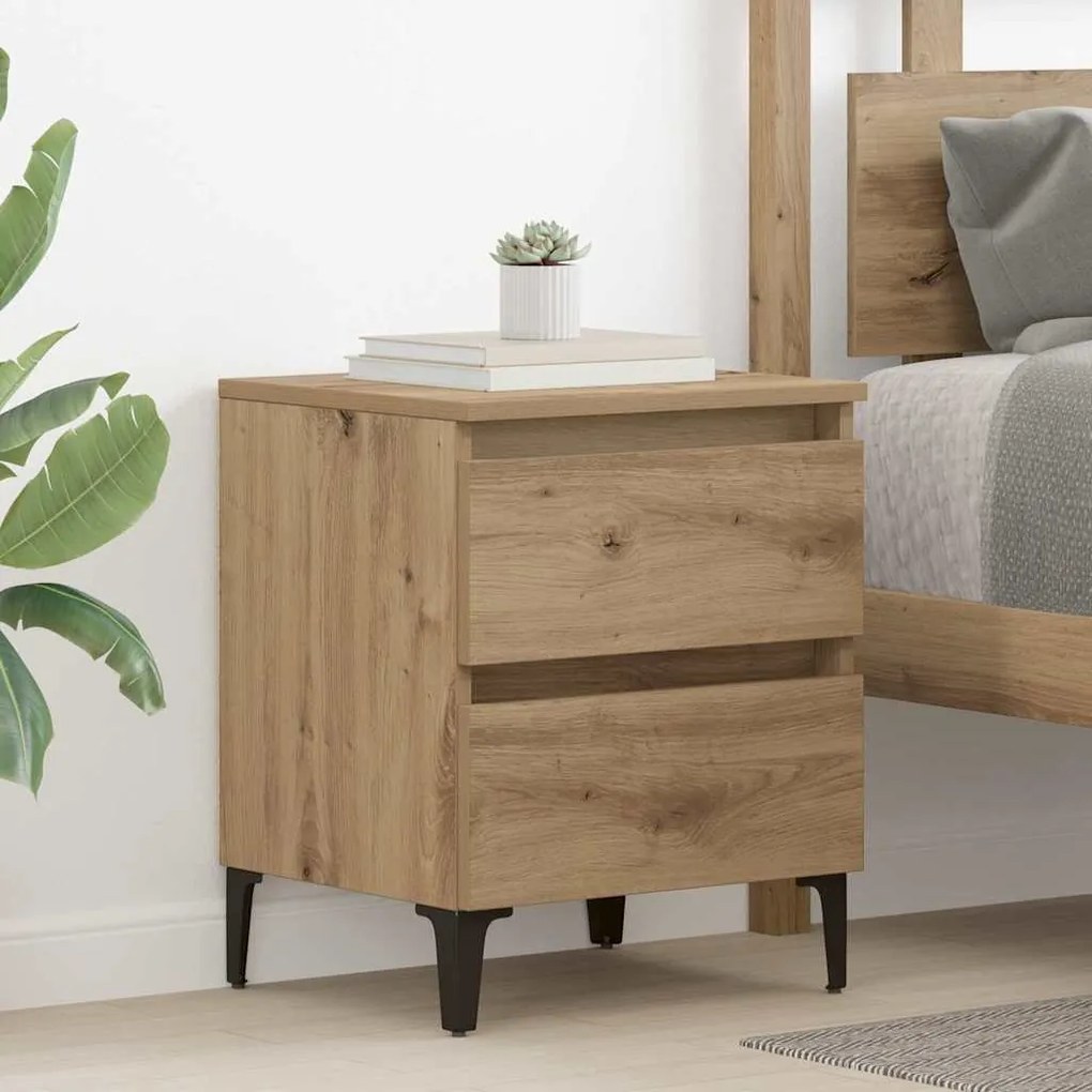 vidaXL Κομοδίνο artisan δρυς 40 x 35 x 50 εκ. Επεξεργασμένο ξύλο