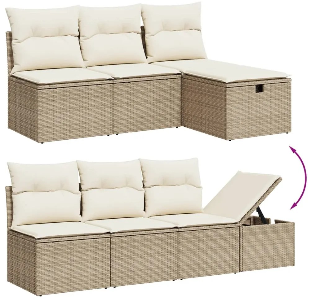 vidaXL Σαλόνι Κήπου Σετ 8 τεμ. Μπεζ Συνθετικό Ρατάν με Μαξιλάρια