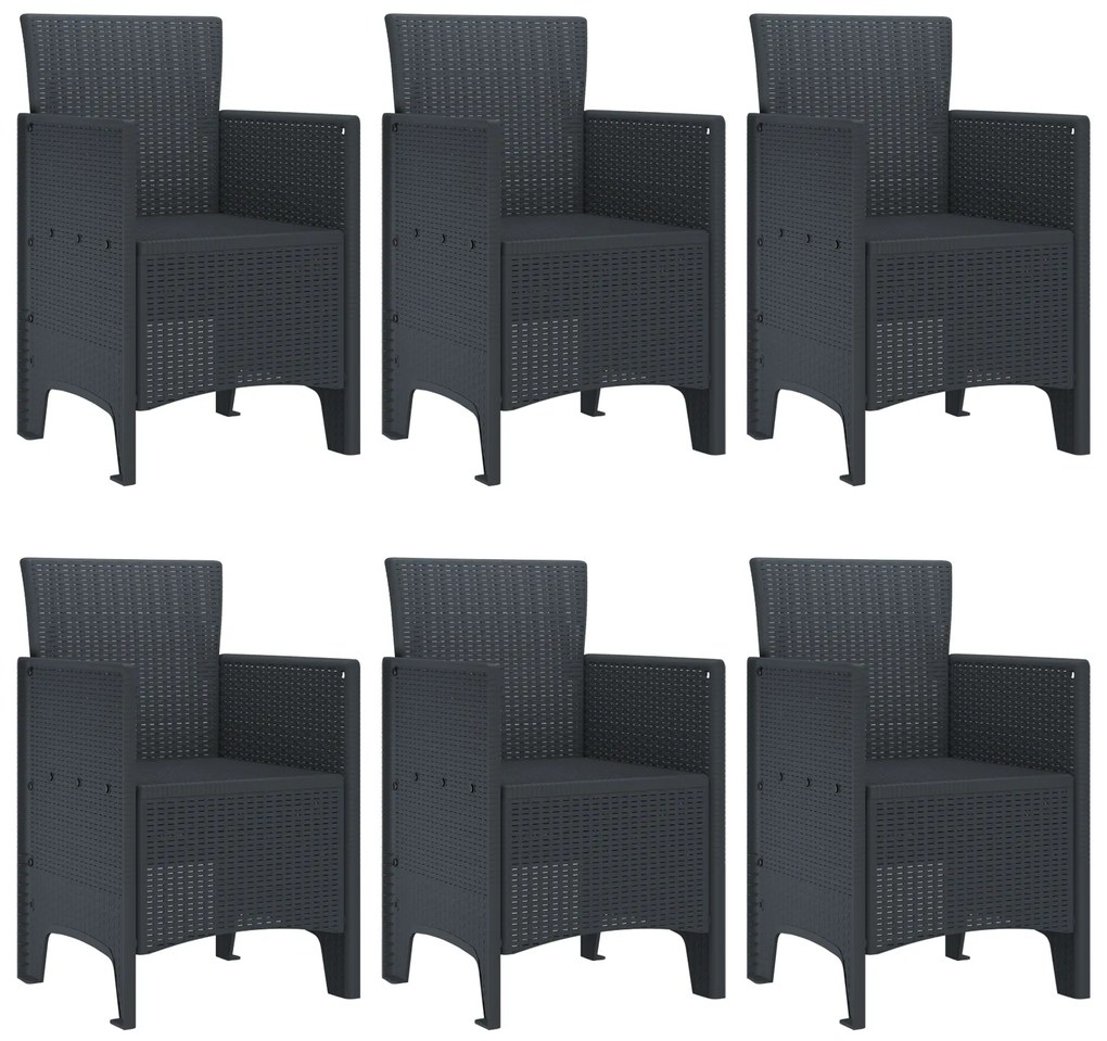 vidaXL Σετ Τραπεζαρίας Κήπου 7 pcs Ανθρακί PE Ρατάν