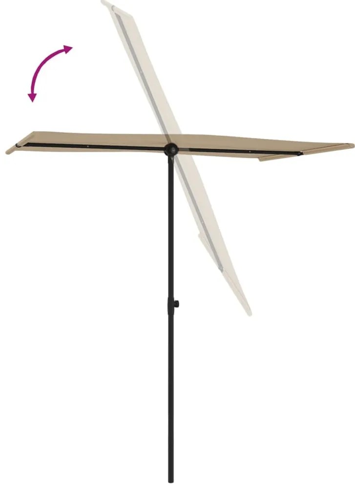 vidaXL Ομπρέλα Κήπου Taupe 180 x 110 εκ. με Ιστό Αλουμινίου