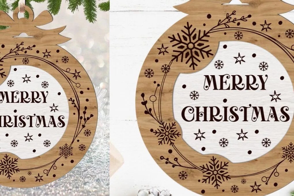 Σετ των 3 Intra απο ξύλο plywood 3mm-4mm πάχος Χριστουγεννιάτικο Στολίδι , Στολίδι C Δίασταση 8x8 cm INTRAFABR-109694917