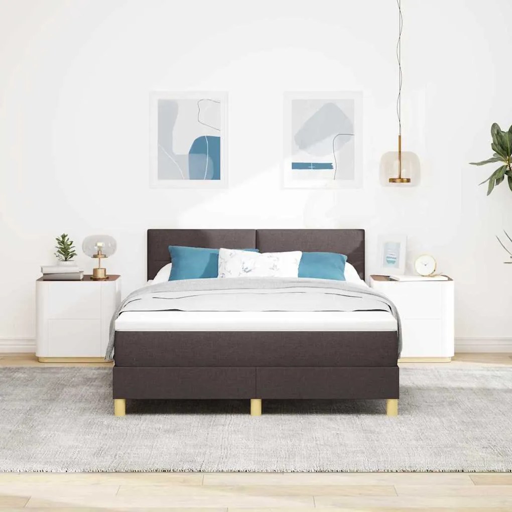 vidaXL Κρεβάτι box spring με στρώμα με στρώμα Σκούρο καφέ Σκούρο καφέ
