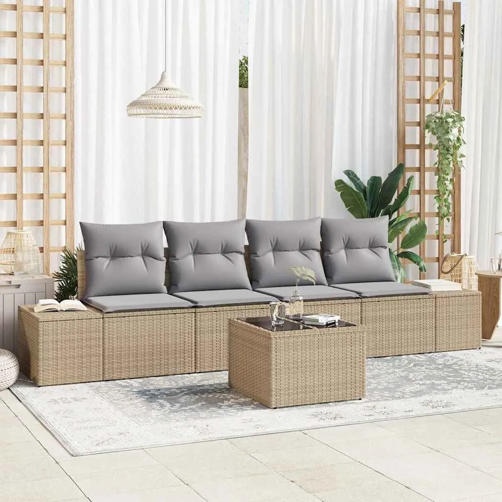 vidaXL Σετ Καναπέ Κήπου 5 pcs Μπεζ, Ανοιχτό Γκρι 55 x 55 x 37 εκ