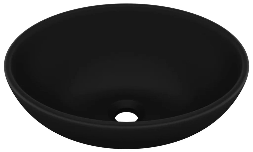 vidaXL Νιπτήρας Πολυτελής Οβάλ Μαύρο Ματ 40 x 33 εκ. Κεραμικός