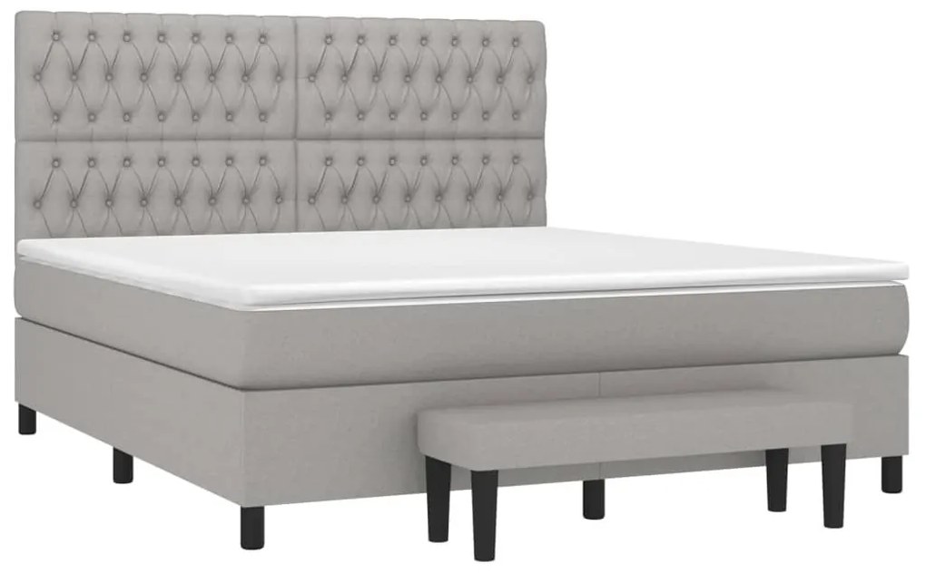 Κρεβάτι Boxspring με Στρώμα Ανοιχτό Γκρι 180x200 εκ. Υφασμάτινο - Γκρι