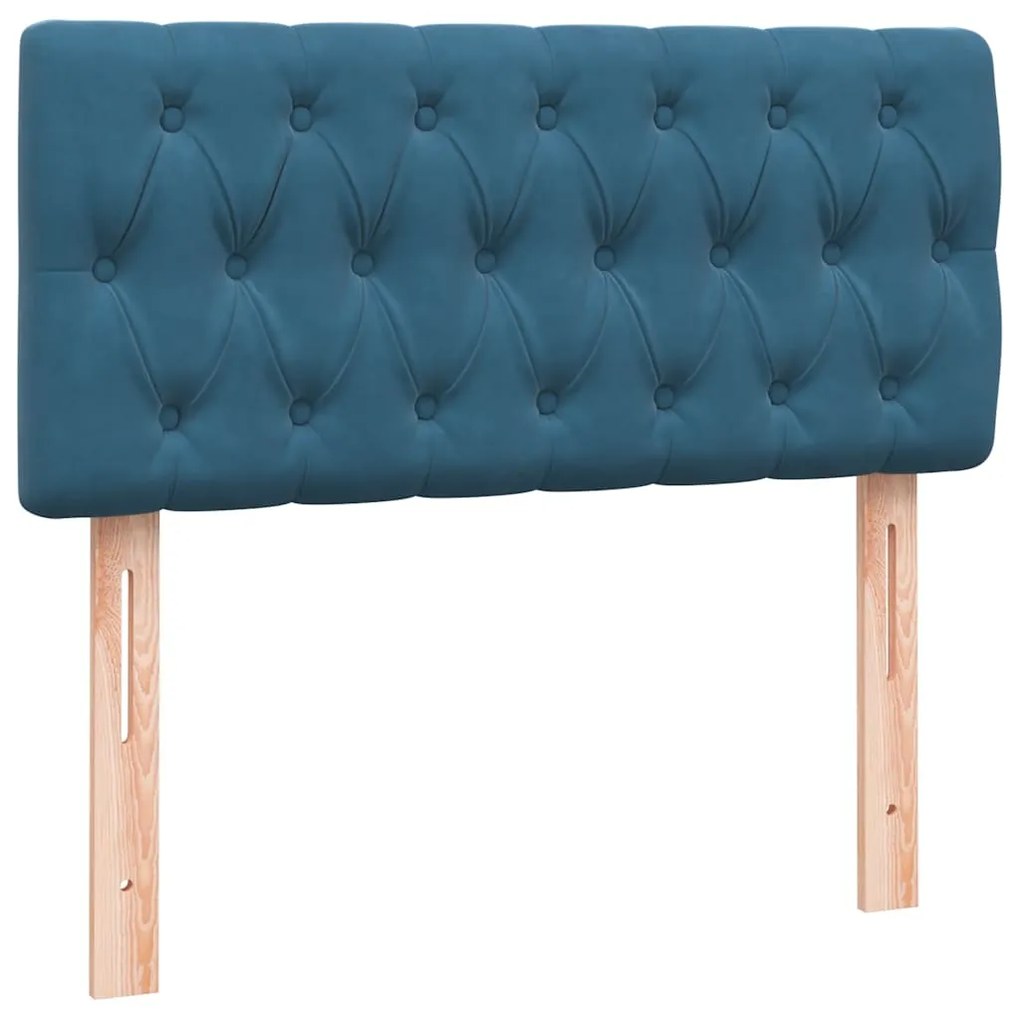 vidaXL Κρεβάτι Boxspring με Στρώμα Σκούρο Μπλε 80x220 εκ. Βελούδινο